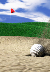 golf ball in sandtrap